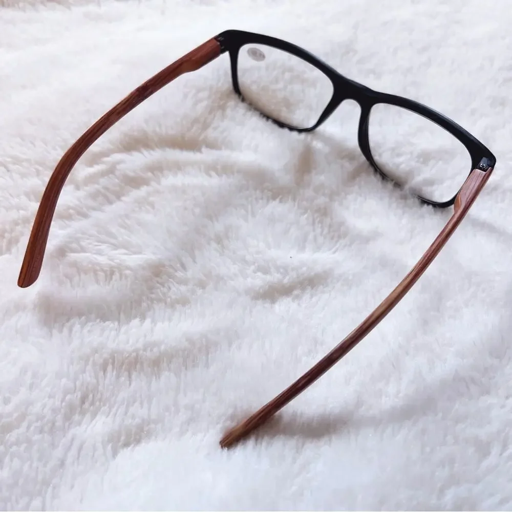 Olivia Black with Light Wood Reader Glasses